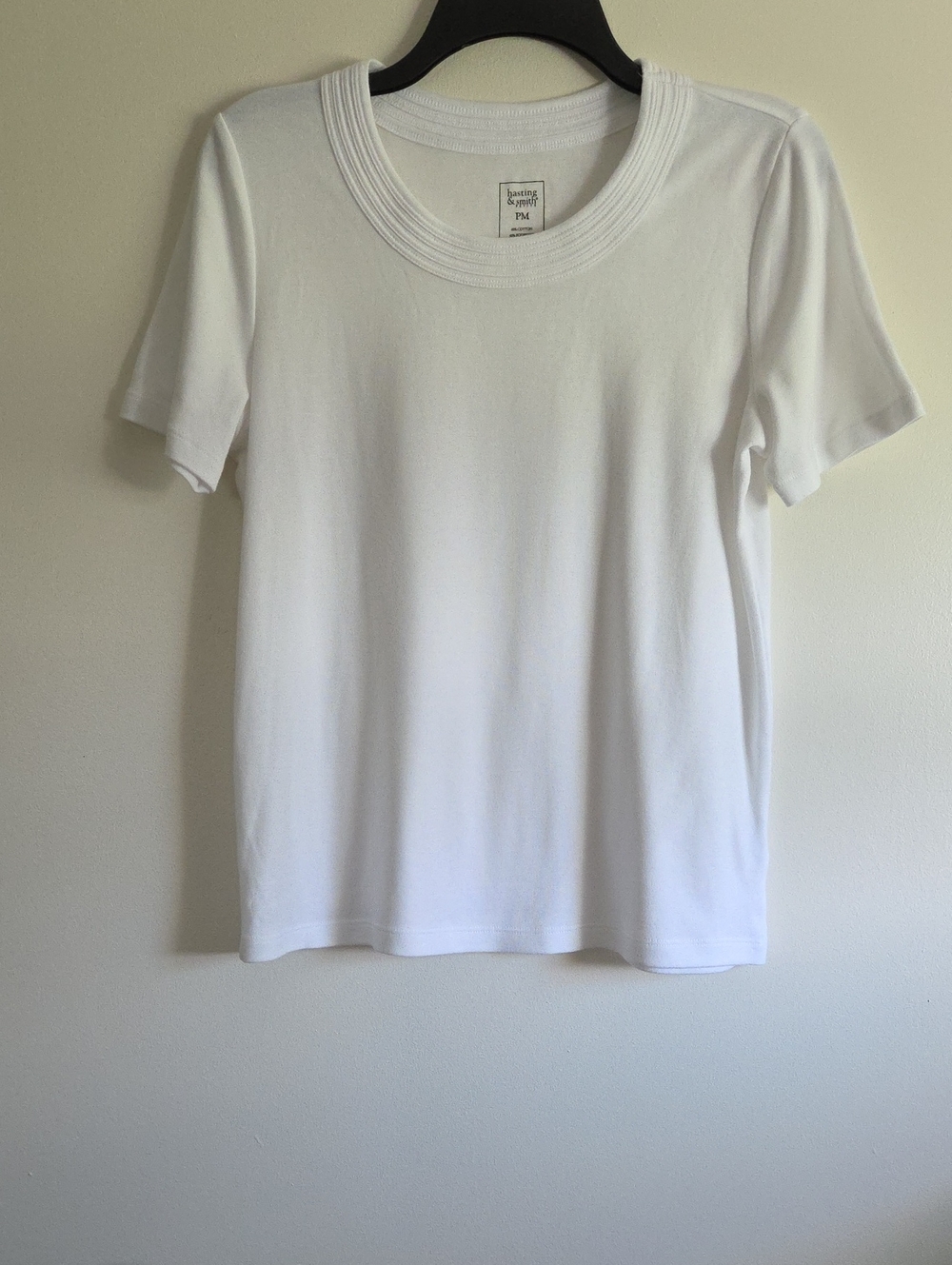 Karen Scott Soft White Short-Sleeve Ribbed Scoop Neck Tee